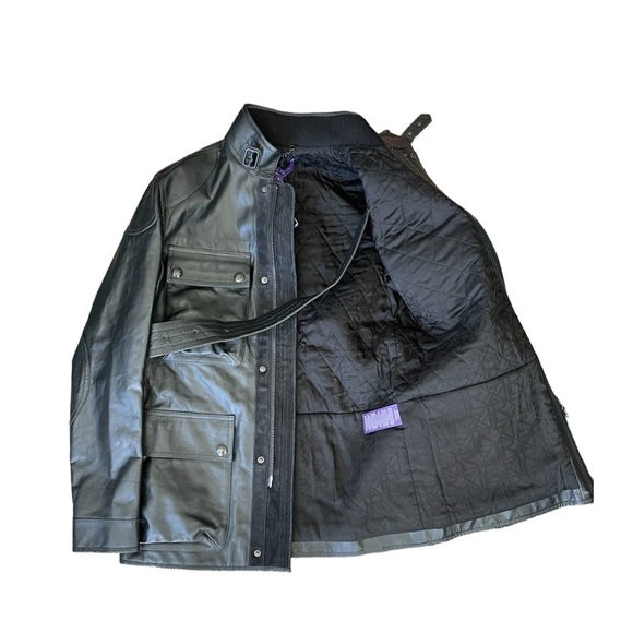 Ralph Lauren Collection Cadena Logo-Patch Belted Leather Moto Jacket - Picture 15 of 16